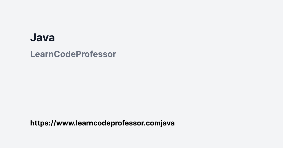 Java | LearnCodeProfessor
